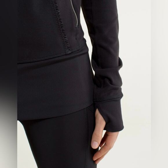 Lululemon Nice Asana Funnel Neck Athletic Mid-Layer Ruffle Jacket In Black Sz 4 - Picture 4 of 16